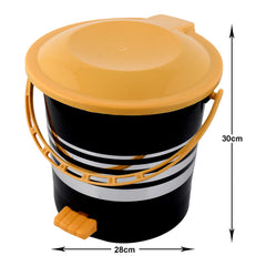 Kuber Industries Plastic Pedal Dustbin/Wastebin With Handle, 10 Liter- Pack of 2 (Black & Yellow)-47KM01007