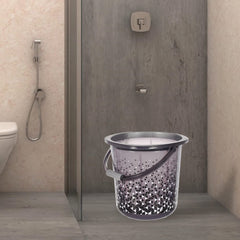 Kuber Industries Plastic Unbreakable Tinted Print Bathroom Bucket with Strong Handle,18 LTR. (Gray)