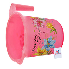 Heart Home 2 Pieces Unbreakable Virgin Plastic Bathroom Bucket with Mug Set- Pink, (1 Pc 16 LTR Bucket & 1 Pc 500 ML Mug)-HEART10292