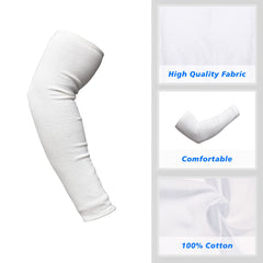 Kuber Industries Full Arm Sleeves | Cotton Summer Arm Sleeves | Protection From Sun Burns | Dust | Arm Sleeves For Women | Arm Sleeves For Men | 2 Pair | Pack of 2 | White