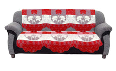 Kuber Industries Flower Cotton Floral 3 Seater Sofa Cover (Standard, Maroon) - CTKTC28685 2 Pieces