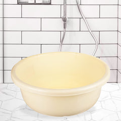 Kuber Industries Bath Tub|Versatile Plastic Utility Gaint Tub|Durable Deep Tub for Baby Bathing|Washing Clothes|Feeding Pan|26 Liter (Cream)