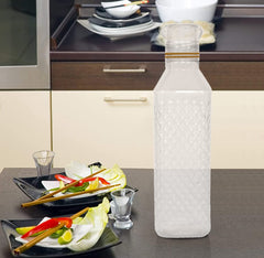 Heart Home Plastic Squere Shape Crystal Design Water Bottle for Home & Traveling, 1Ltr. Set of 3 (Transparent) 54HH4303.