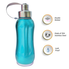 Heart Home Stainless Steel Insulated Water Bottle With Strainer For Home & Traveling, 1Ltr. (Blue) 54HH4311.