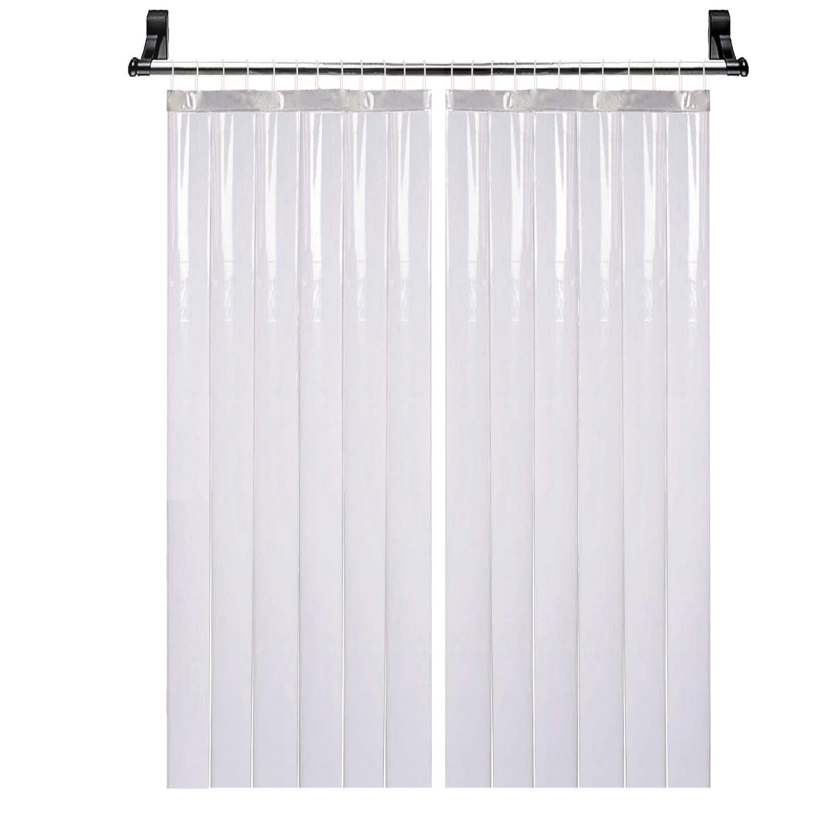 Kuber Industries 0.50mm 6 strips Stain Resistant, Waterproof PVC Shower/AC Curtain, 9 Feet Pack of 2 (Tranasparent)