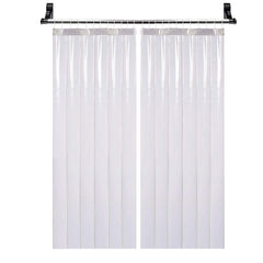 Kuber Industries 0.50mm 6 strips Stain Resistant, Waterproof PVC Shower/AC Curtain, 9 Feet Pack of 2 (Tranasparent)