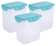 Kuber Industries klick N Seal 102 Airtight Food Storage Container Kitchen Container for Storage Plastic Storage Box for Kitchen Airtight Container Storage Jar (600ml)-Pack of 3 (Green)-KUBMART15678