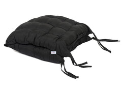 Heart Home Microfiber 18 * 48 Inch Back and Seat Chair Cushion with Ties & 18 * 18 Inch Square Cushion- Set of 2 (Black), Standard (HS_37_HEARTH020797)