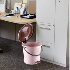 Kuber Industries Pedal Dustbin|Plastic Pedal Dustbin|Kitchen Waste Paper Bin|Dustbin For Bedroom|5 Liter Dustbin|Pack of 3 (Peach)