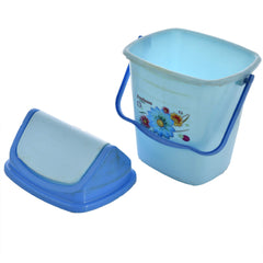 Heart Home Pluto Plastic Swing Printed Garbage Waste Dustbin for Home, Office with Handle, 5 Liters (Blue)- HEART7189