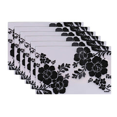Heart Home PVC 6 Pieces Refrigerator Drawer Mats (Black & White) - CTHH8166