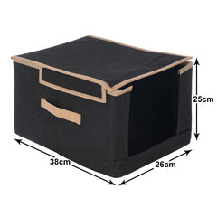 Kuber Industries Non-Woven Shirt Stacker With Handle & Lid Pack of 3 (Black)