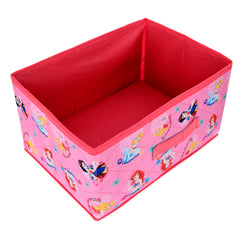 Kuber Industries Disney Princess Drawer Storage Box | Non Woven Clothes Organizer For Toys | Storage Box for Books | Storage Box with Handle | Pink