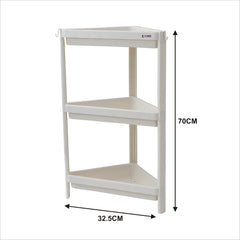 Kuber Industries Corner Shelf for Bathroom|3 Layer Triangle Rack for Storage|Plastic Shelf for Bathroom, Kitchen|Bathroom Shelf Organizer|White