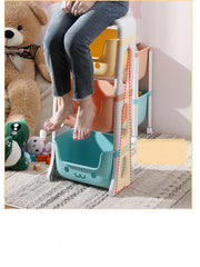 Kuber Industries 2 Layer Smiley Design Children's Storage Rack|Kids Toy Storage Organizer|2-Layer Rolling Cart|Multicolor|