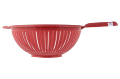 Heart Home Multifunctional Plastic Drain Strainer, Colander, Washing Basket for Home Kitchen Supplies with Handle (Red)-50HH01837