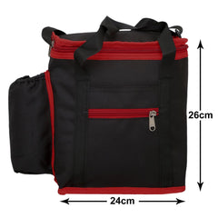 Heart Home Canvas Lunch Bag Lunch Tote Bag for Men & Women with 1 Front Pocket & 1 Side Pocket (Black)-50HH01213