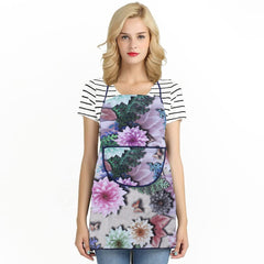 Kuber Industries Apron|PVC Unique Floral Printed Kitchen Chef Cloth|Waterproof Centre Pocket Apron With Tying Cord for Men & Women,Pack of 2 (Multicolor)