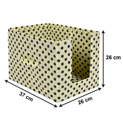 Kuber Industries Dot Printed Multiuses Non-Woven Closet Organizer With Handles- Pack of 2 (Cream & Black) -HS43KUBMART26559