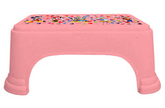 Kuber Industries Disney Team Mickey Print Square Plastic Bathroom Stool, (Set of 2, Pink & White) -HS_35_KUBMARTS17290
