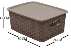 Heart Home Plastic 2 Pieces Small Size Multipurpose Solitaire Storage Basket with Lid (Multi) -CTLTC10895 CTHH12368,standard