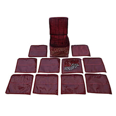 Kuber Industries Brocade Jewellery Box/Organizer with 10 Pouch -CTKTC025993