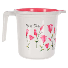 Kuber Industries Floral Print Plastic Bathroom Mug 1.5 Litre Pack of 4 (Blue & Pink)-46KM0201, Standard
