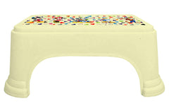 Kuber Industries Disney Team Mickey Print Square Plastic Bathroom Stool, (Set of 3, Cream) -HS_35_KUBMARTS17264