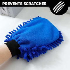 Kuber Industries Set of 2 Chenille Dry Mitt Gloves | Multi-Purpose Gloves for Kitchen, Home & Laptop Cleaning | Lint & Scratch Free|Super Absorbent | Blue