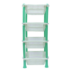 Kuber Industries Plastic 4 Layer Multi-Purpose Kitchen Storage Basket Rack (Green)-CTKTC025262