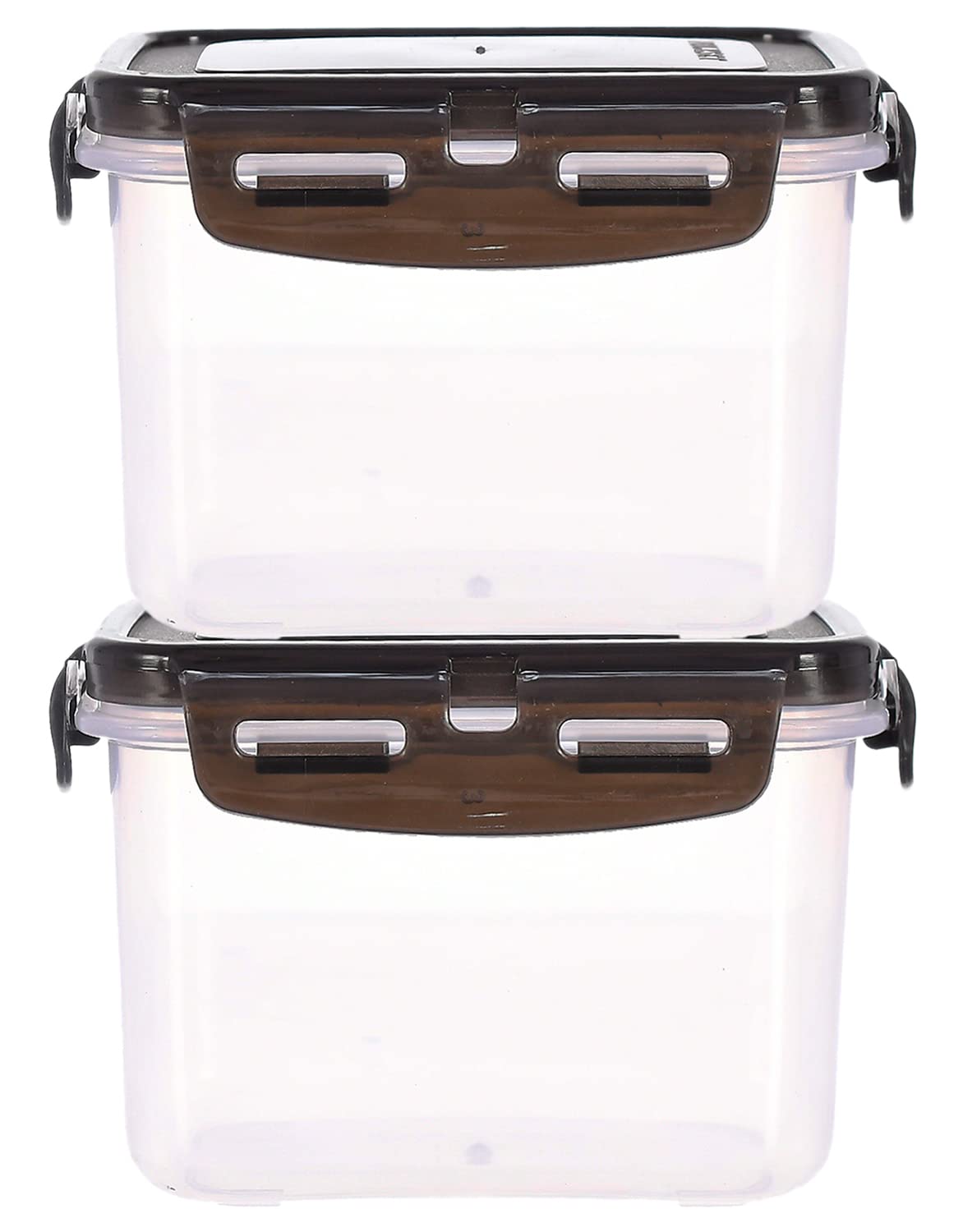 Heart Home Multiuses BPA Free Leak Proof, Dishwasher/Freezer Safe Plastic Storage Container With Airtight Lock Lid, 600ml Pack of 2 (Black)-46HH0524