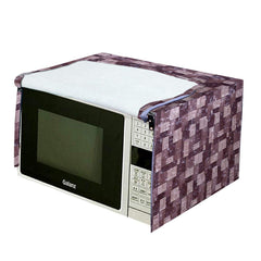 Kuber Industries 3D Checkered Design PVC Microwave Oven Full Closure Cover for 25 Litre (Brown)-KUBMART09974