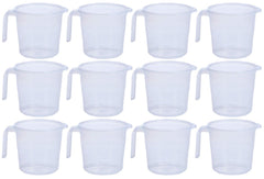 Kuber Industries Virgin Plastic 12 Pieces Transparent Bathroom Mug with Measurement,1100 ml (White)