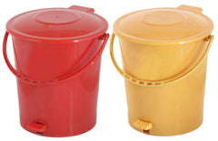 Heart Home 2 Pieces Plastic Dustbin Garbage Bin with Handle, 10 Liters (Yellow & Red) - CTHH16379