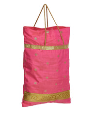 Kuber Industries Polyester Dot Print Hand Bag/Grocery Bag For Women/Girls With Handle Pack of 12 (Pink) 54KM4059