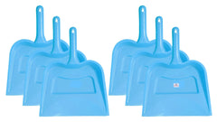 Heart Home Plastic Lightweight 12" Dustpan with Comfort Grip Handle for Easy Sweep Broom, Pack of 6 (Blue)
