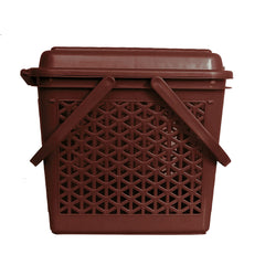 Heart Home Plastic Trendy Shopping Storage Basket with Handles - Big Bin for Shower, Closet, Kitchen, Garden, Bathroom, Toys (Dark Brown)-HS_38_HEARTH21160