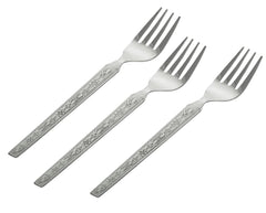 Kuber Industries 6-Piece Stainless Steel Dinner Forks, Extra-Fine Dessert Spoons for Home, Kitchen or Restaurant (Silver)