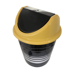 Kuber Industries Plastic 3 Pieces Medium Size Swing Lid Garbage Waste Dustbin for Home, Office, Factory, 10 Liters (Black & Yellow)-KUBMART10248