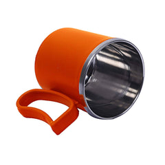 Kuber Industries 2 Pieces Stainless Steel Designer Coffee Mug 250 ML (Orange)-CTKTC021793