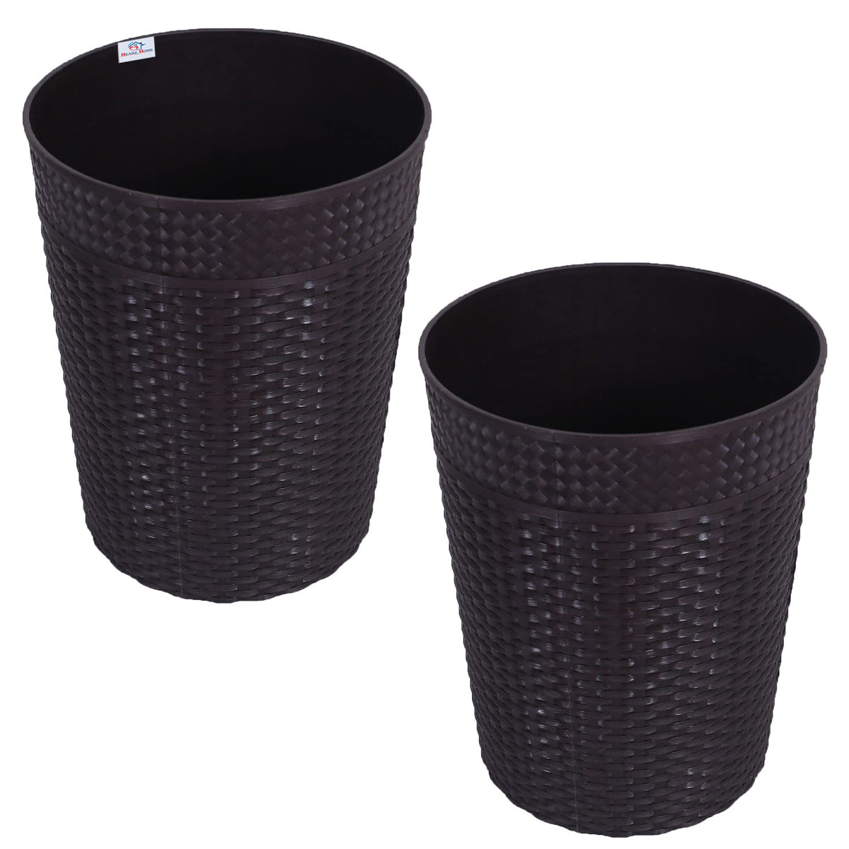 Heart Home Dustbin|Plastic Dustbin|Dustbins for Kitchen waste|Dustbin For Bedroom,Hall|Dustbin For office|10 Litre Dustbin|Pack of 2 (Brown)