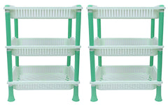 Kuber industries Plastic 2 Pieces 3 Layer Multi-Purpose Kitchen Storage Basket Rack (Green)-CTKTC13257