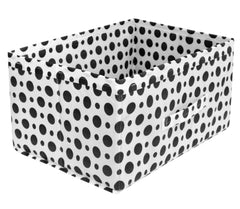 Kuber Industries Dot Printed Printed Multipurposes Rectangular Flodable Storage Box, Drawer Storage and Cloth Organizer- Pack of 4 (Black & White)-HS43KUBMART26347