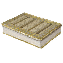 Kuber Industries Multipurpose Weave Design Laminated 5 Rod Bangle Box/Organizer/Case With Tranasparent Top (Gold)-47KM0401