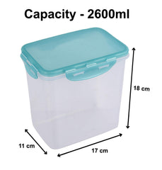 Heart Home klick N Seal 403 Airtight Plastic Square Fridge Food Storage Container (2600ml) (Green)-KUBMART15703