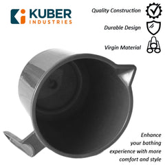Kuber Industries Plastic Lightweight, Unbreakable Bathroom Mug 1.5 Litre (Grey, Pack of 6)
