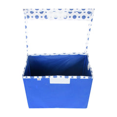 Heart Home Storage Box|Non-Woven Dot Print Foldable Storage Box|Small Wardrobe Organizer for Toys|Cloths with Transparent Lid & Handle|Pack of 3 (Blue)