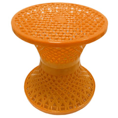 Kuber Industries Mesh Design Both Sided Plastic Sitting Stool for Indoor & Outdoor in Damroo Style- Pack of 2 (Yellow) (HS_38_KUBMART021798)