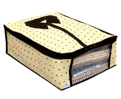 Heart Home Dot Printed Shirts & Clothing Organizer With Clear Window- Pack of 6 (Cream)-HS43HEARTH26183