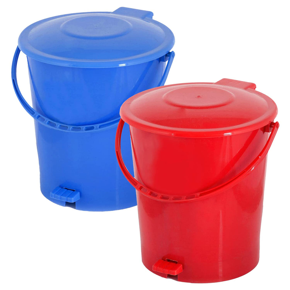 Kuber Industries Pedal Dustbin|Plastic Pedal Dustbin|Kitchen Waste Paper Bin|Dustbin For Bedroom|10 Liter Dustbin|Pack of 2 (Multicolor)